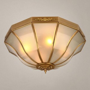 欧式吸顶灯全铜纯铜酒店庭院客厅卧室专用复古铜灯艺术顶灯