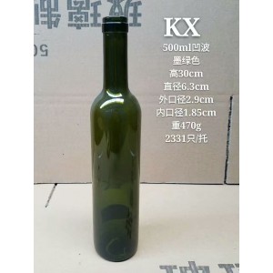 500ml凹波玻璃酒瓶厂家定制  500ml凹波玻璃酒瓶工厂直销
