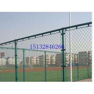 绿色焊接学校操场护栏网、体育场优质勾花护栏网厂家
