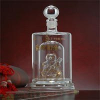 创意手工艺透明玻璃白酒瓶内置小熊造型直管双层玻璃空酒瓶