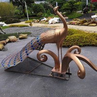 曲靖产业园景观孔雀雕塑 不锈钢拉丝孔雀定制厂家