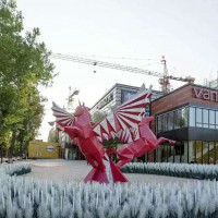 海东大型冲孔钢板双马雕塑 步行街景观飞马动物制作